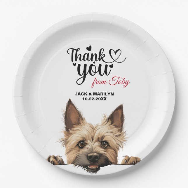 Prato De Papel Recepção de Casamento do Cairn Terrier (Frente)