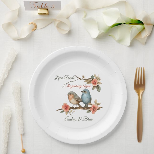 Prato De Papel Recepção de Casamento dos Pássaros do Amor (Casamento)
