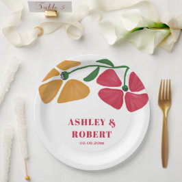 Prato De Papel Recepção de casamento Floral Nouveau Brilhante e C