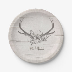 Prato De Papel Recepção de Casamento Vintage com Galhadas de Vead