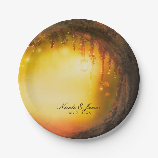 Prato De Papel Recepção de Floresta Encantada com Ruptura Laranja (Frente)