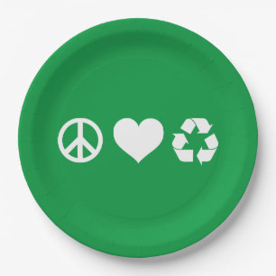 Prato De Papel Reciclar Peace Love