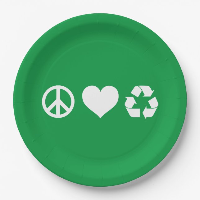 Prato De Papel Reciclar Peace Love (Frente)