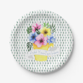 Prato De Papel Recipiente Amarelo Com Penseiros Pastel