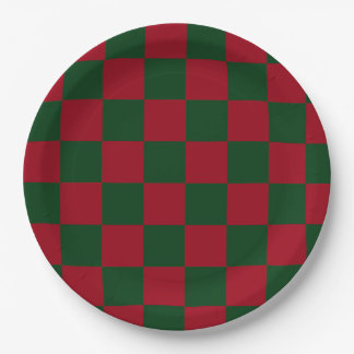Prato De Papel Red and Green Classic Christmas Checkerboard Print