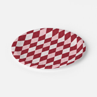 Prato De Papel Red Argyle Crimson Cor-de-rosa Pequeno Forma de Di