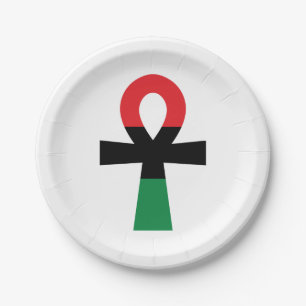 Prato De Papel Red, Black & Green Ankh