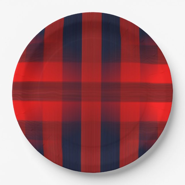 Prato De Papel Red Bokeh Buffalo Plaid (Frente)
