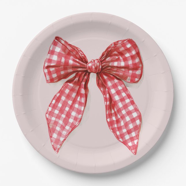 Prato De Papel Red Bow Christmas Paper Plates (Frente)