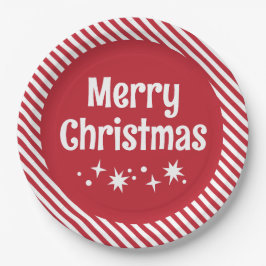 Prato De Papel Red Candy Cane Stripe Cocktail Paper Plates