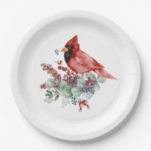 Red Cardinal, Red Berries, Eucalyptus Natal