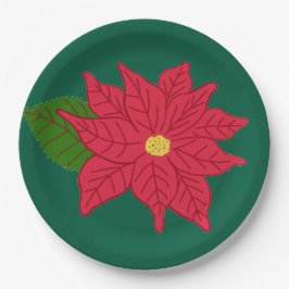 Prato De Papel Red Christmas Poinsettia