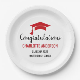 Prato De Papel Red Congrats Graduation