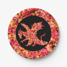 Prato De Papel Red Dragon Splattered Paint