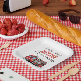 Prato De Papel Red Fire Truck Party Décor | Custom Kids Birthday