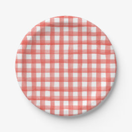 Prato De Papel Red Gingham