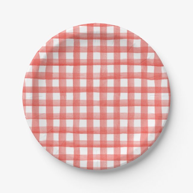 Prato De Papel Red Gingham (Frente)