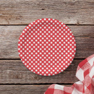 Prato De Papel Red Gingham