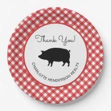 Red Gingham Checked Pig Roast Party