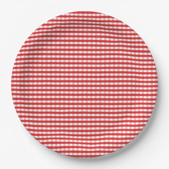 Prato De Papel Red Gingham Pattern (Frente)