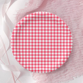 Prato De Papel Red Gingham Primeiro Aniversário