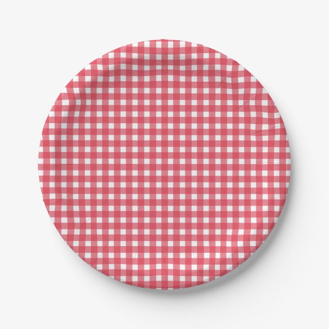 Prato De Papel Red Gingham Western Party (Frente)