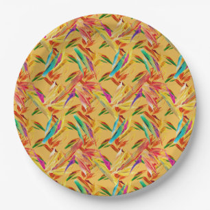 Prato De Papel Red Green Blue Purple Abstrato Floral Art Deco