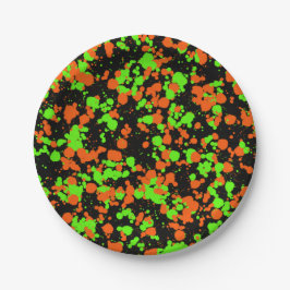 Prato De Papel Red Green Santa Hat Splattered Paint 