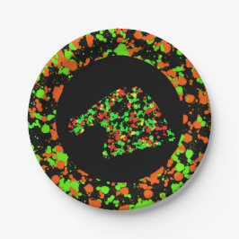 Prato De Papel Red Green Santa Hat Splattered Paint 