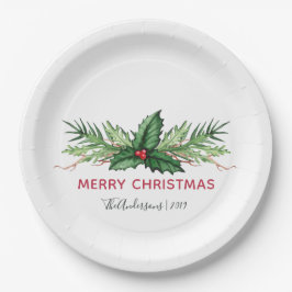 Prato De Papel Red Holly deixa Buquê Feriado de Natal