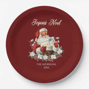 Prato De Papel Red Joyeux Noel