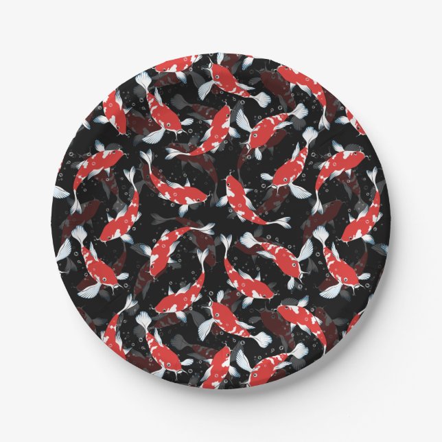 Prato De Papel Red Koi Fish Pattern (Frente)