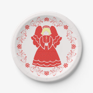Prato De Papel Red Lace Angel 