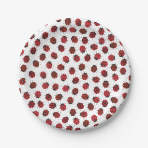 Prato De Papel Red Ladybugs Moderno