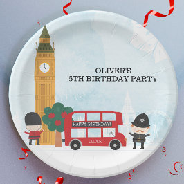 Prato De Papel Red London Bus & Clock Tower Aniversário de crianç