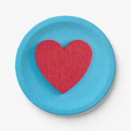 Prato De Papel Red Love Heart