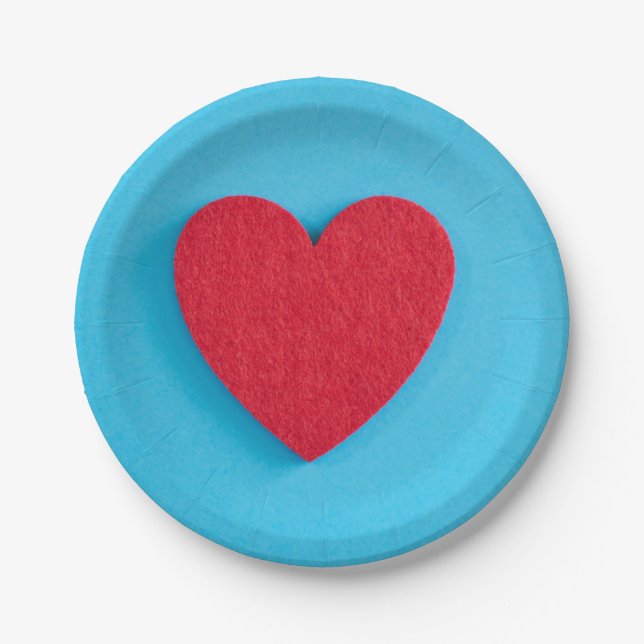 Prato De Papel Red Love Heart (Frente)