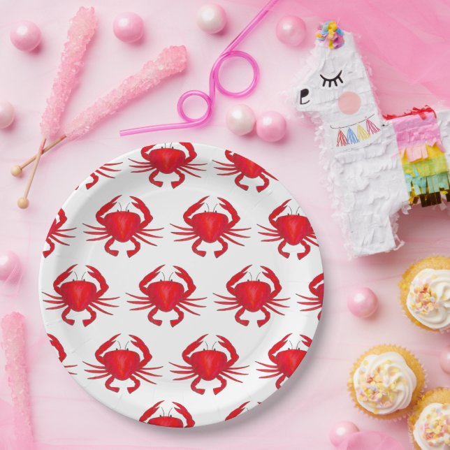 Prato De Papel Red Maryland Duro Shell Crab Beach Ocean Seafood (Festa)