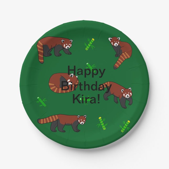 Prato De Papel Red Panda Birthday (Frente)