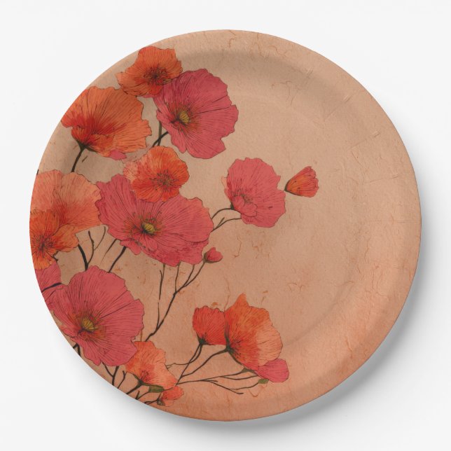 Prato De Papel Red poppies paper plates (Frente)