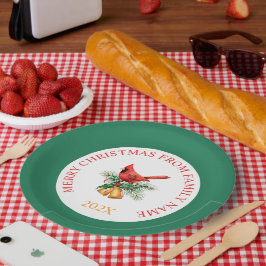 Prato De Papel Red Robin e Dourados Sinais de Natal em Branco e V