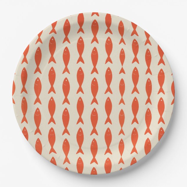 Prato De Papel Red Sardinha Fish Summer (Frente)