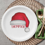 Prato De Papel Red Simple Traditional Christmas Santa Hat<br><div class="desc">Esta design apresenta uma placa de papel tradicional de Natal vermelha, o Papai Noel que aquarela, diversão de feriado, mantimentos de Natal, tipografia de feriados fofinhos, personalização personalizada, uma decoração mínima minimalista e personalizada, uma decoração de festas de Natal, um chapéu de Papai Noel, perfeito para aperitivos de sobremesa janta....</div>