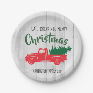Prato De Papel Red Vintage Truck Russo Papel de Natal