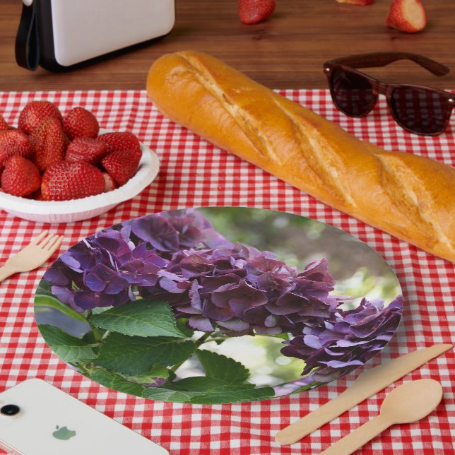 Prato De Papel Red Violet Hydrangea Blooms Floral (Piquenique)