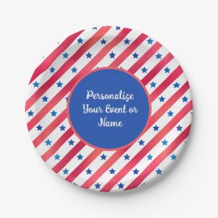Prato De Papel Red White Blue Stars Strips EUA Patriotic