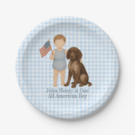 Prato De Papel Red White Two - One All American Boy Paper Plates