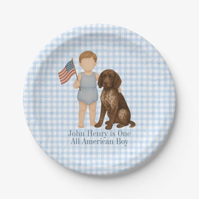 Prato De Papel Red White Two - One All American Boy Paper Plates