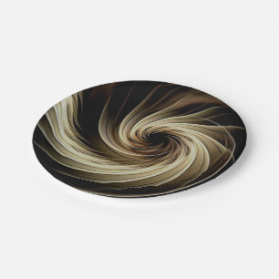 Prato De Papel Redemoinho Dourado Sobre Preto