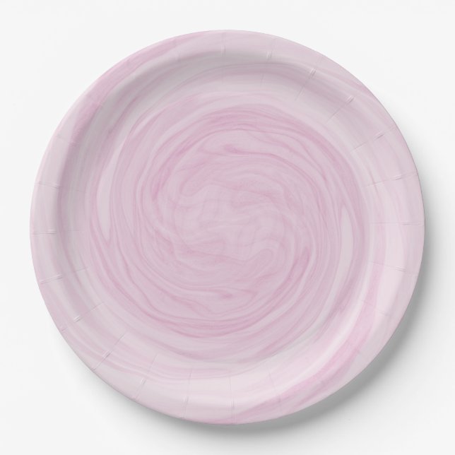 Prato De Papel Redemoinho Rosa Pastel Bonito (Frente)